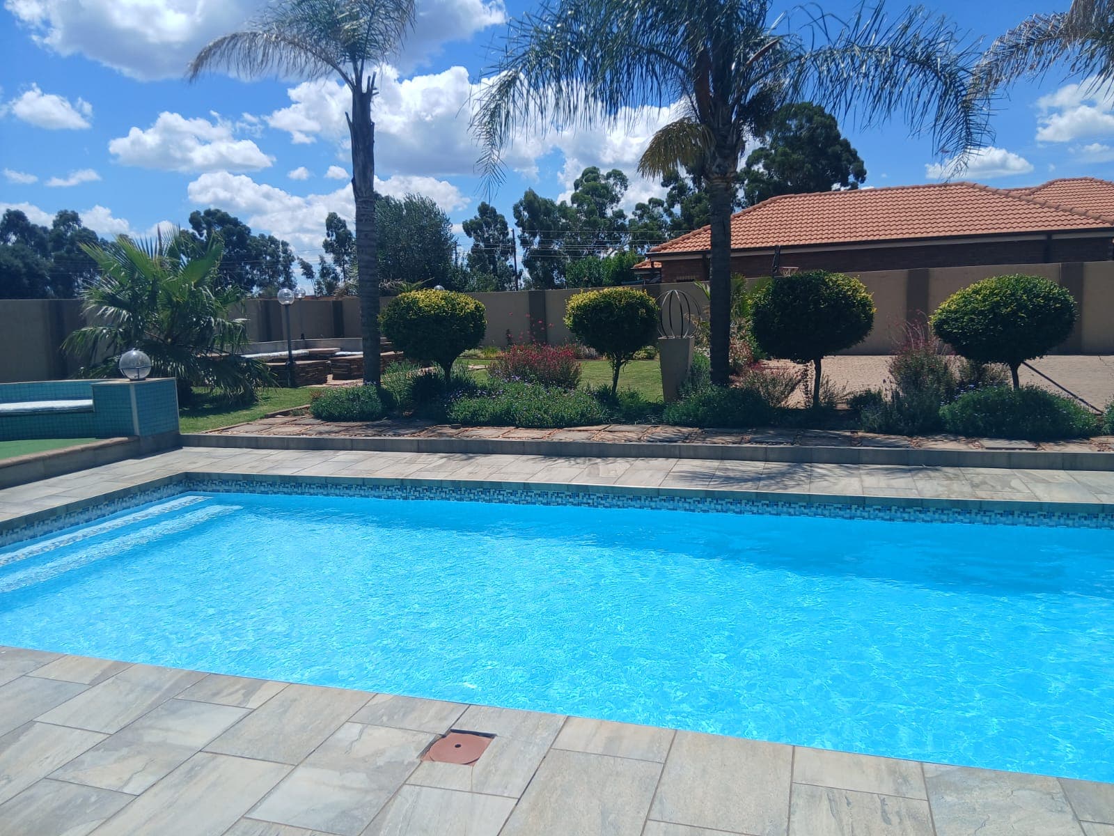 Crystal blue swimming pool